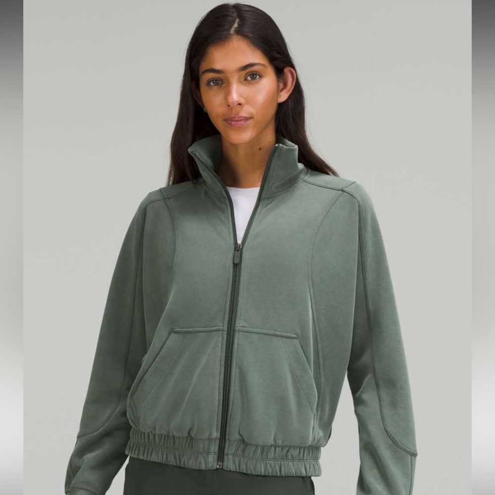 LULULEMON brushed Softstreme funnel neck zip up Jacket Size 2 in Smoked Spruce
